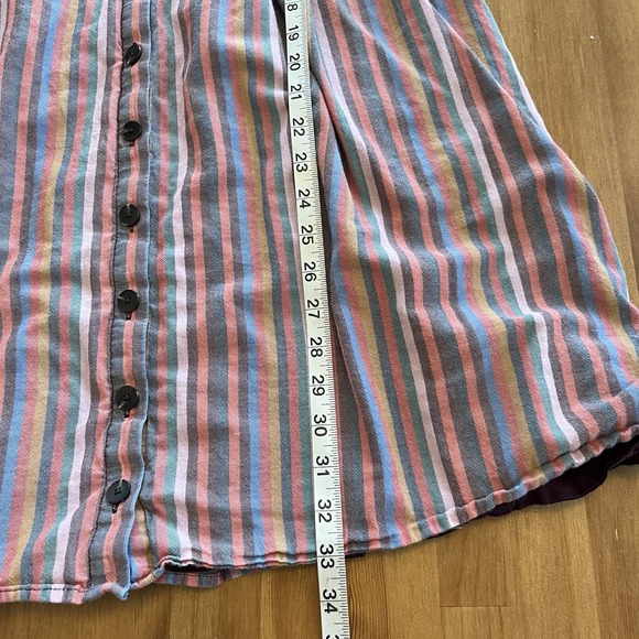Madewell Dress Womens M Rainbow Pink Striped Mini Button Front A Line Babydoll - Picture 16 of 16